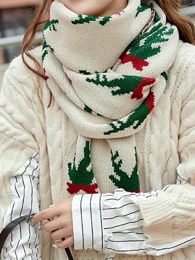 Christmas Multi-Element Pattern Design Thickened Warm Scarf