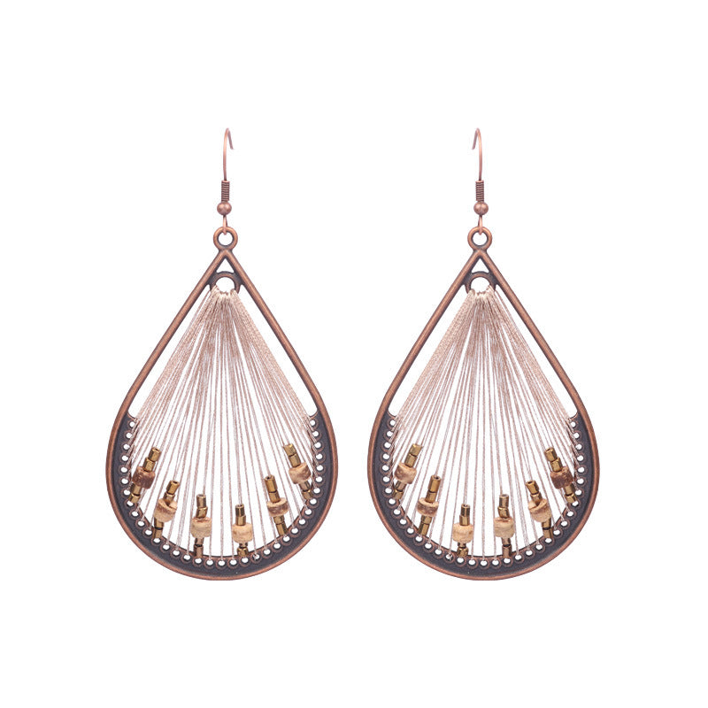 Women's Bohemian Teardrop-shaped Hand-woven Tassel Earrings