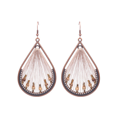 Women's Bohemian Teardrop-shaped Hand-woven Tassel Earrings