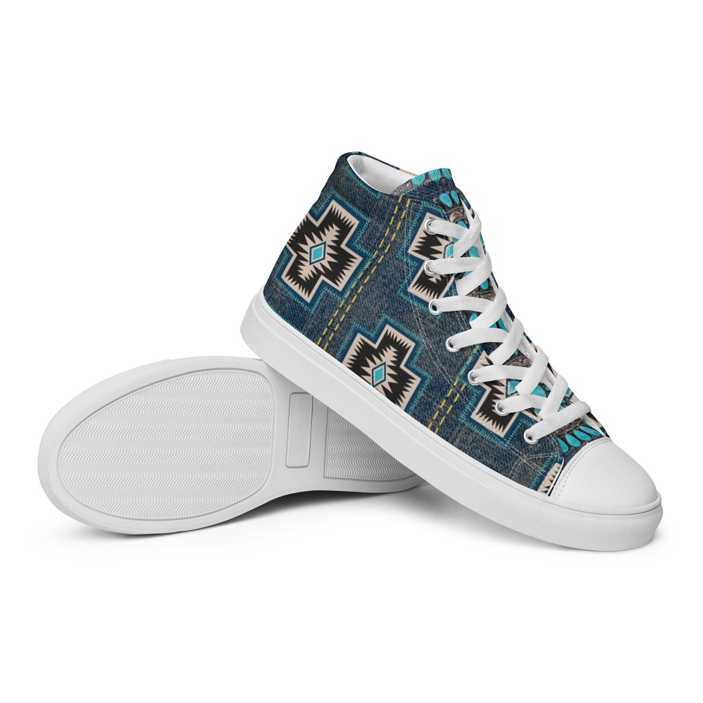 Aztec Cross Women__ high top canvas shoes