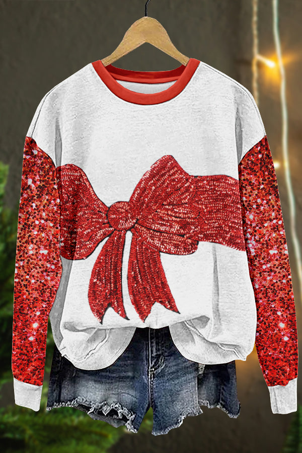 Shiny Christmas Gift Print Sweatshirt