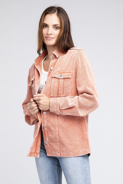 Corduroy Buttoned Down Jacket - choice of colors