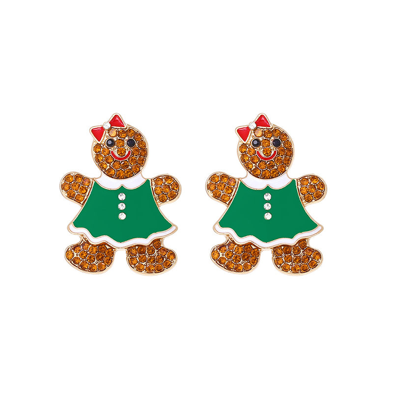 Cute Christmas Gingerbread Man Bow Earrings