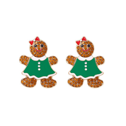 Cute Christmas Gingerbread Man Bow Earrings