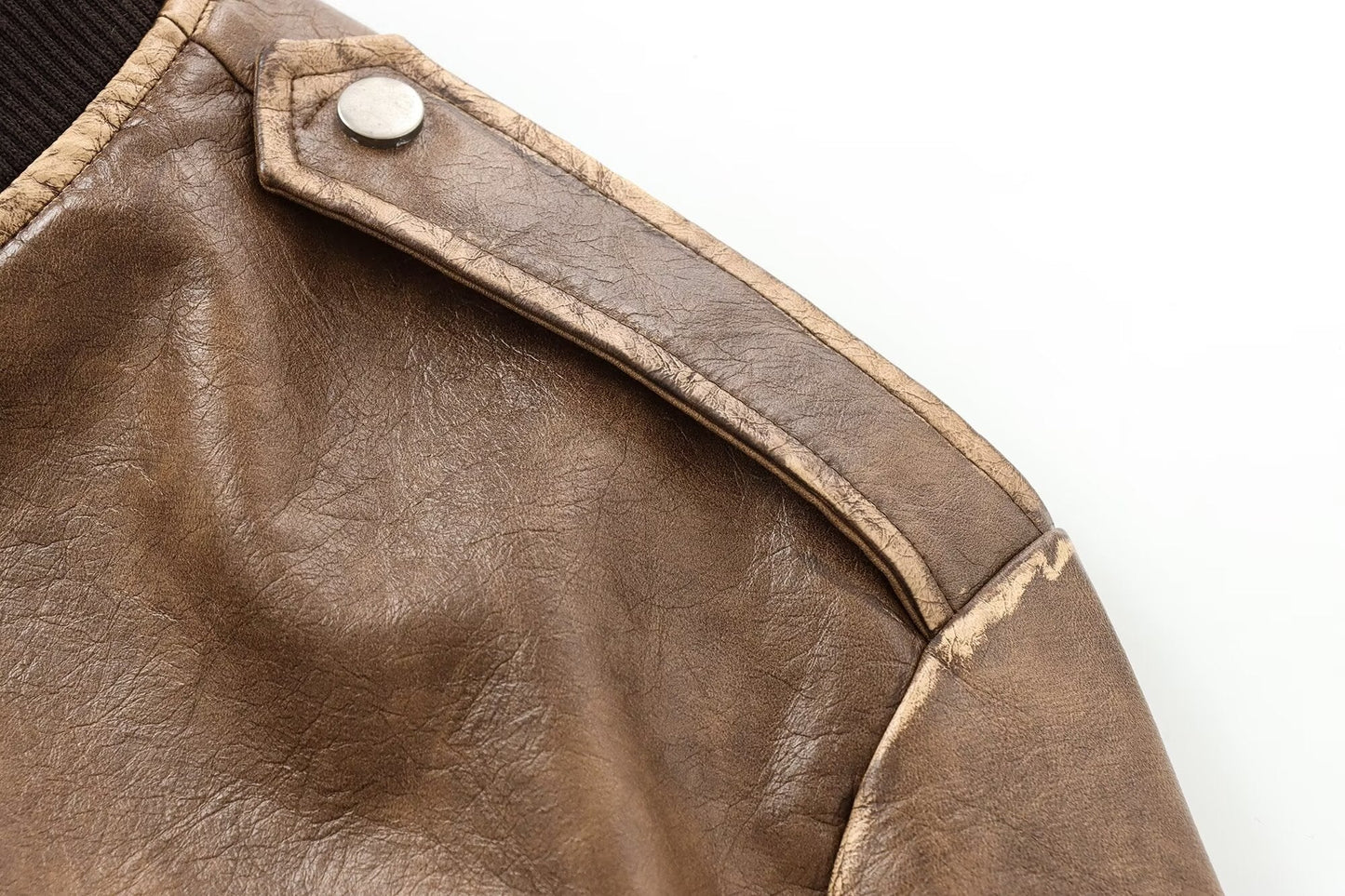 Indefer Vintage Leather Bomber Jacket