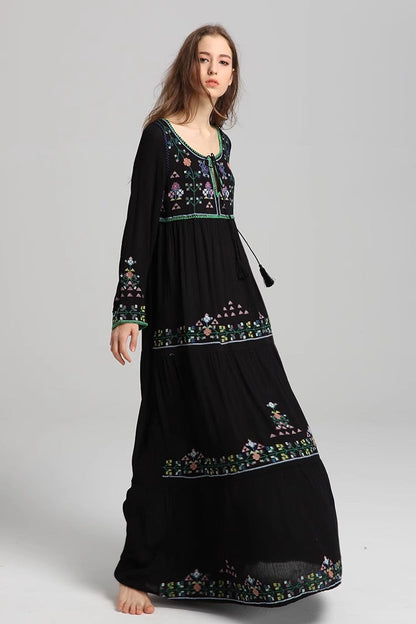 Luna Boho Embroidered Maxi Dress