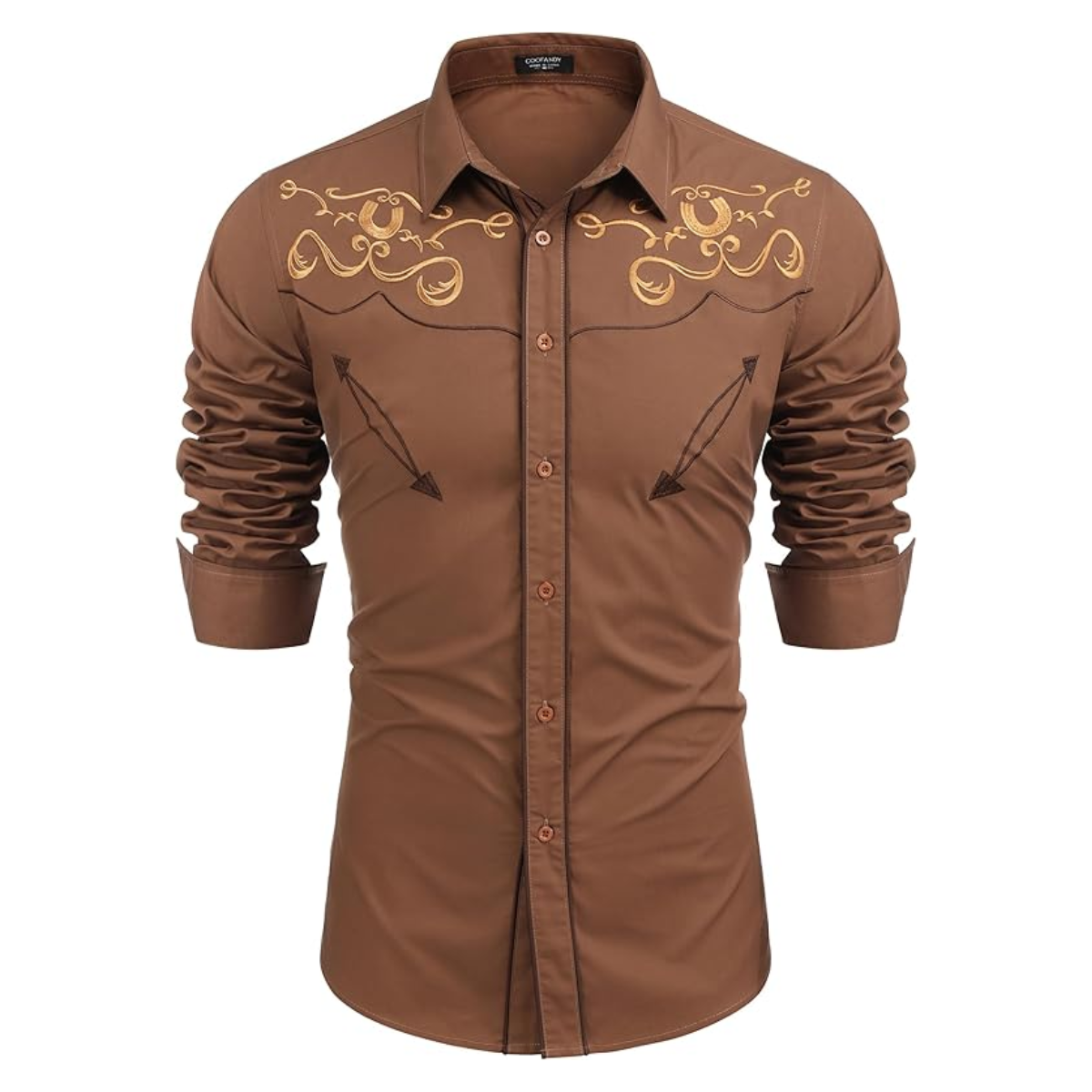 Men's Western Shirts Long Sleeve Slim Fit Embroideres Shirt