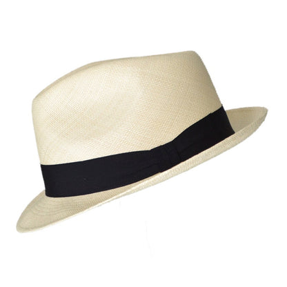 Teardrop Classic Fedora - Short Brim - Brisa Weave - Natural Straw Color - Black Band - Handwoven in Ecuador - GPH - HatBox Included-FREE SHIPPING