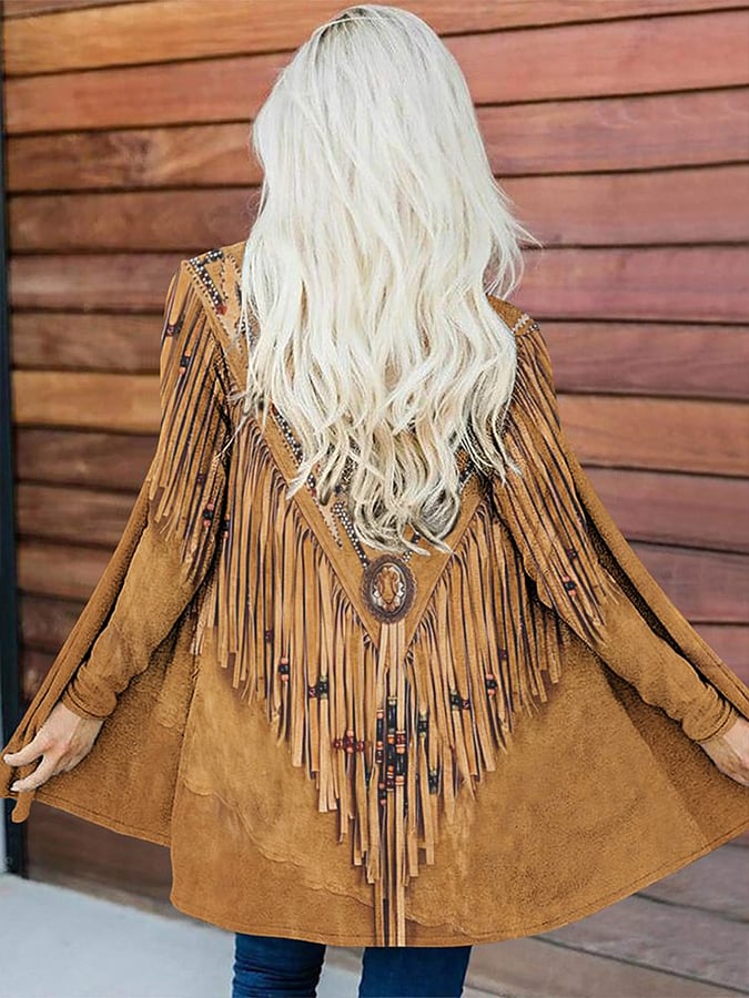 Women's Vintage Western Fringe Cardigan