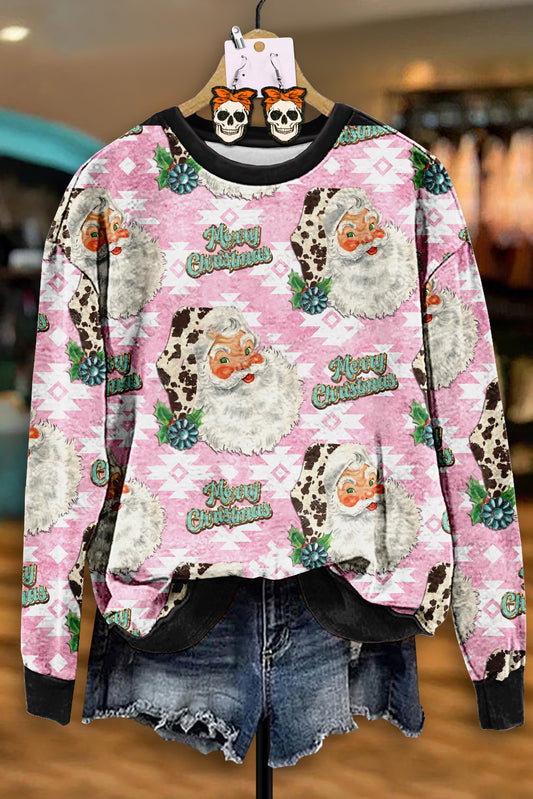 Vintage Santa Claus Print Sweatshirt