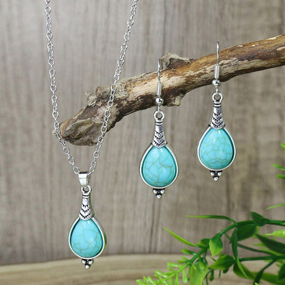 Women's Bohemian Flower Hollow Necklace Earring Set