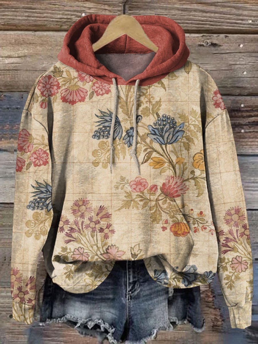 Vintage Floral Art Print Casual Sweatshirt