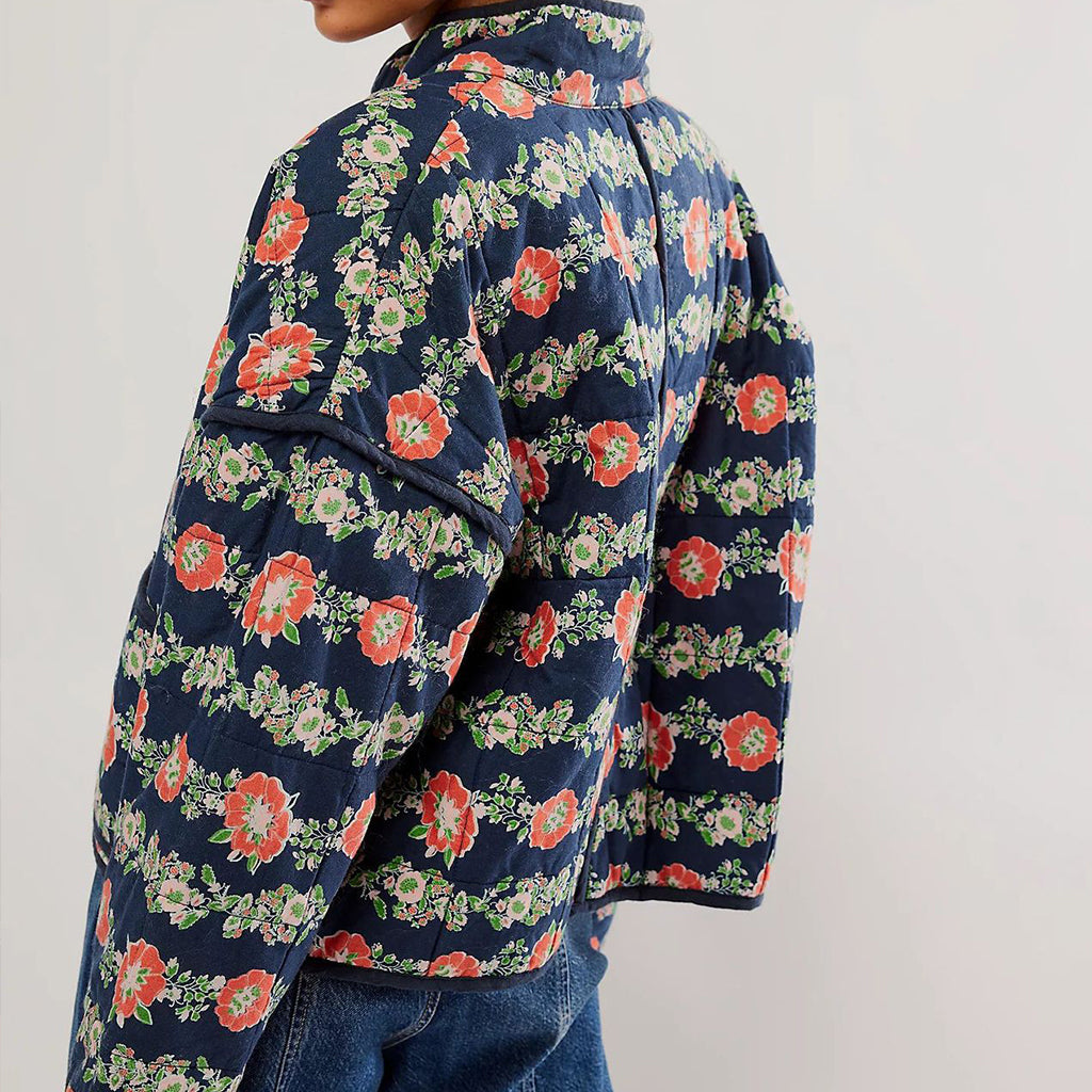 Ladies Quilted Cotton Printed Contrast Color Cotton Jacket