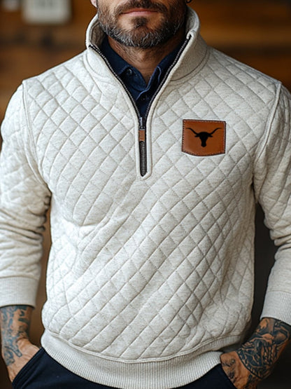 Men's Vintage West Texas Longhorns Zip-Up Stand Collar Sweatshirt