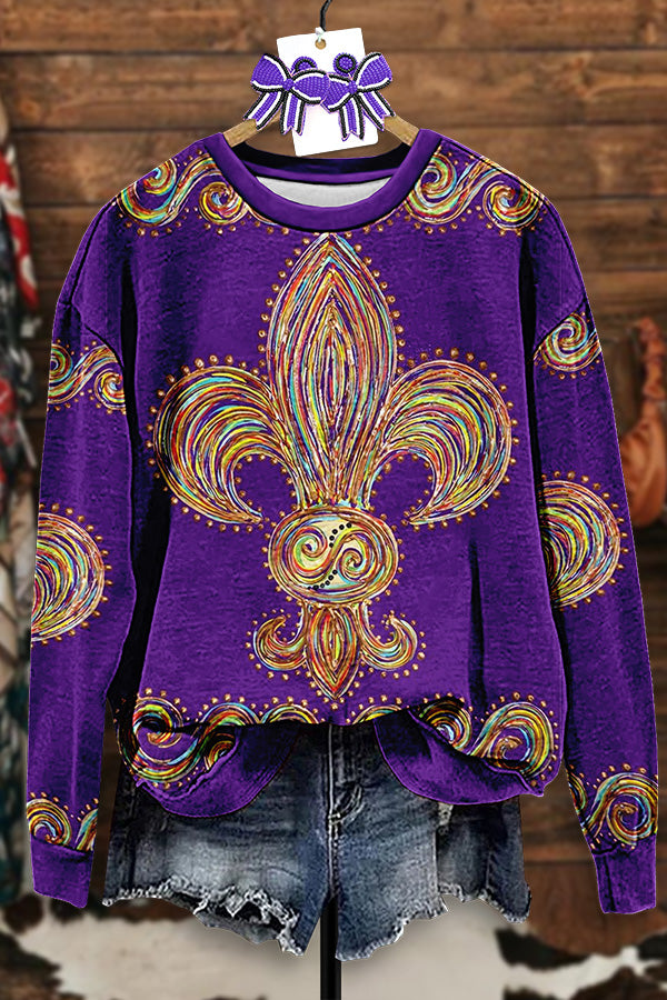 Vintage Mardi Gras Print Sweatshirt