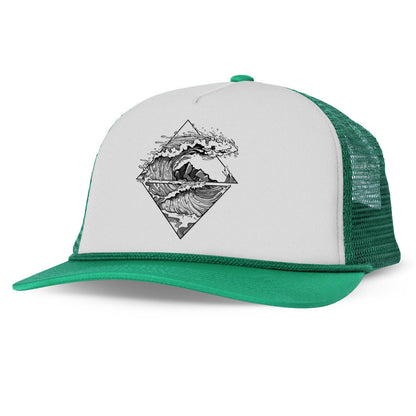 Crashing Wave Printed Trucker Hat