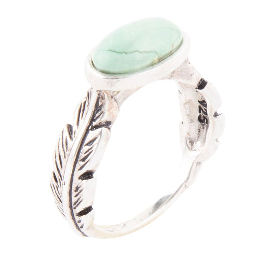 Feather Green Turquoise and Sterling Silver Ring