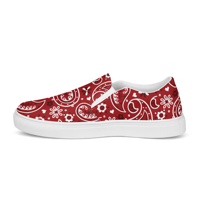 Red Bandana Women__ Slip-on Canvas Shoes