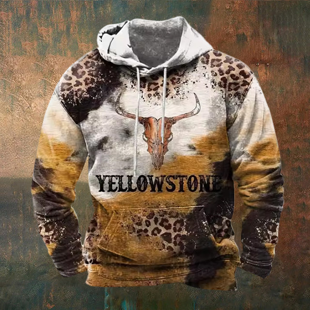 Men's Vintage Western Cowboys Print Hoodie