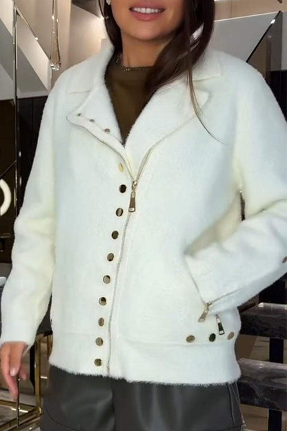 Women's Casual Solid Color Plush Jacket