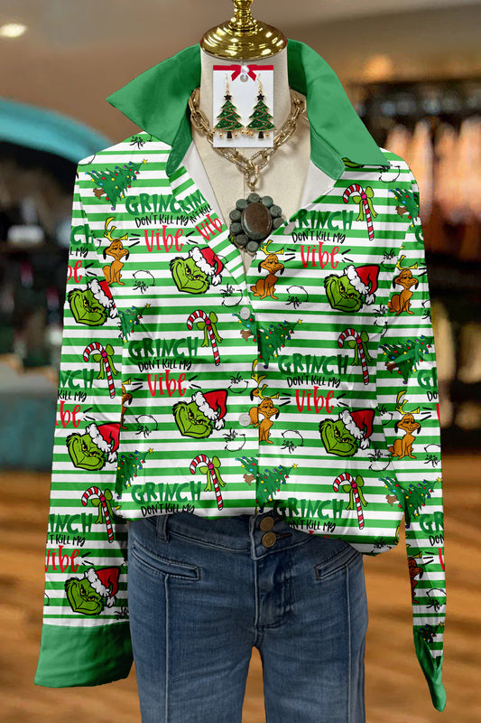 Classic Christmas Grinch Print Shirt