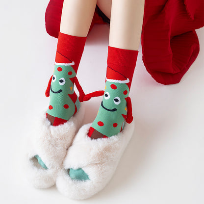 Cute Christmas Magnetic Holding Hands Socks