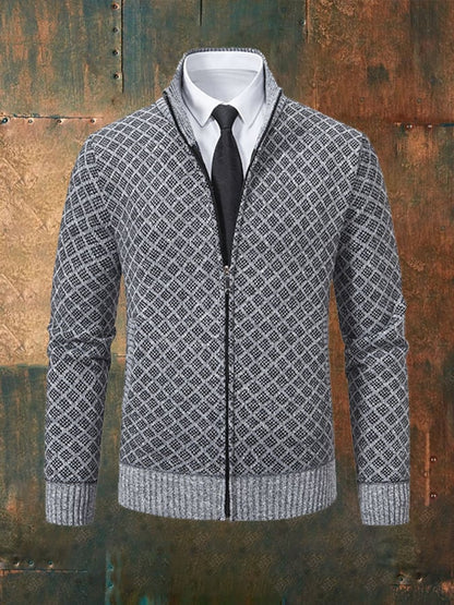 Men'S Stand Collar Casual Knitted Jacket