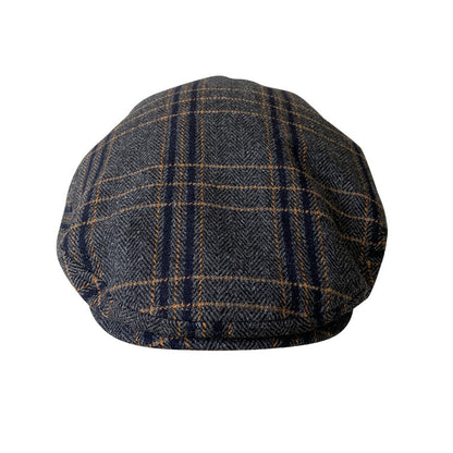 THE PEAKED Marl Flat Hat Patch-Harris Tweed