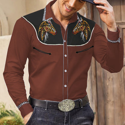 Men's Vintage Horse Western Cowboy Shirt