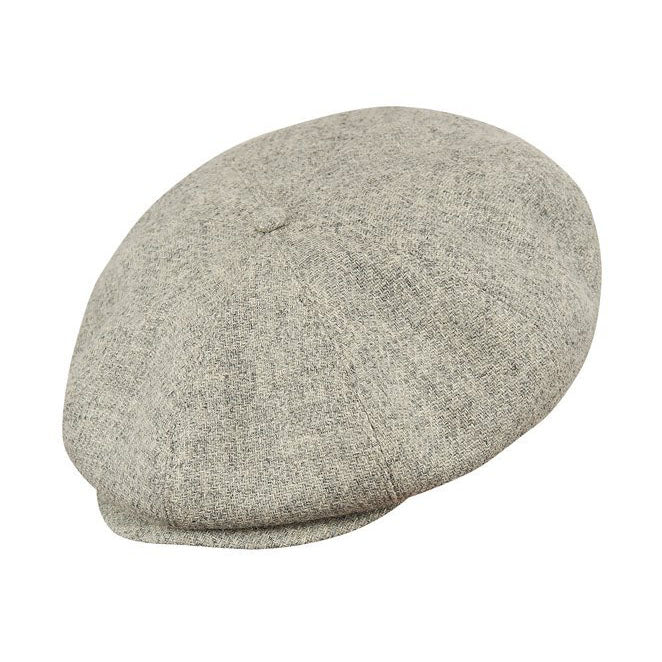 PEAKED CAPS Genuine Scottish Harris Tweed 8 Panels Man Cap Light GRAY