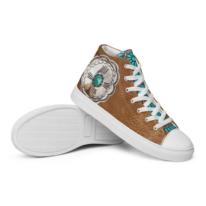 Turquoise Concho Women__ high top canvas shoes