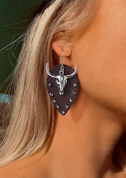 Western Steer Skull Rivet Earrings