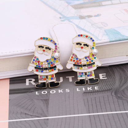 Multi Colored Rhinestone Santa Claus Earrings