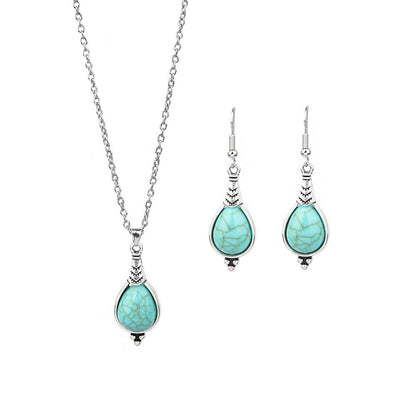 Women's Bohemian Flower Hollow Necklace Earring Set