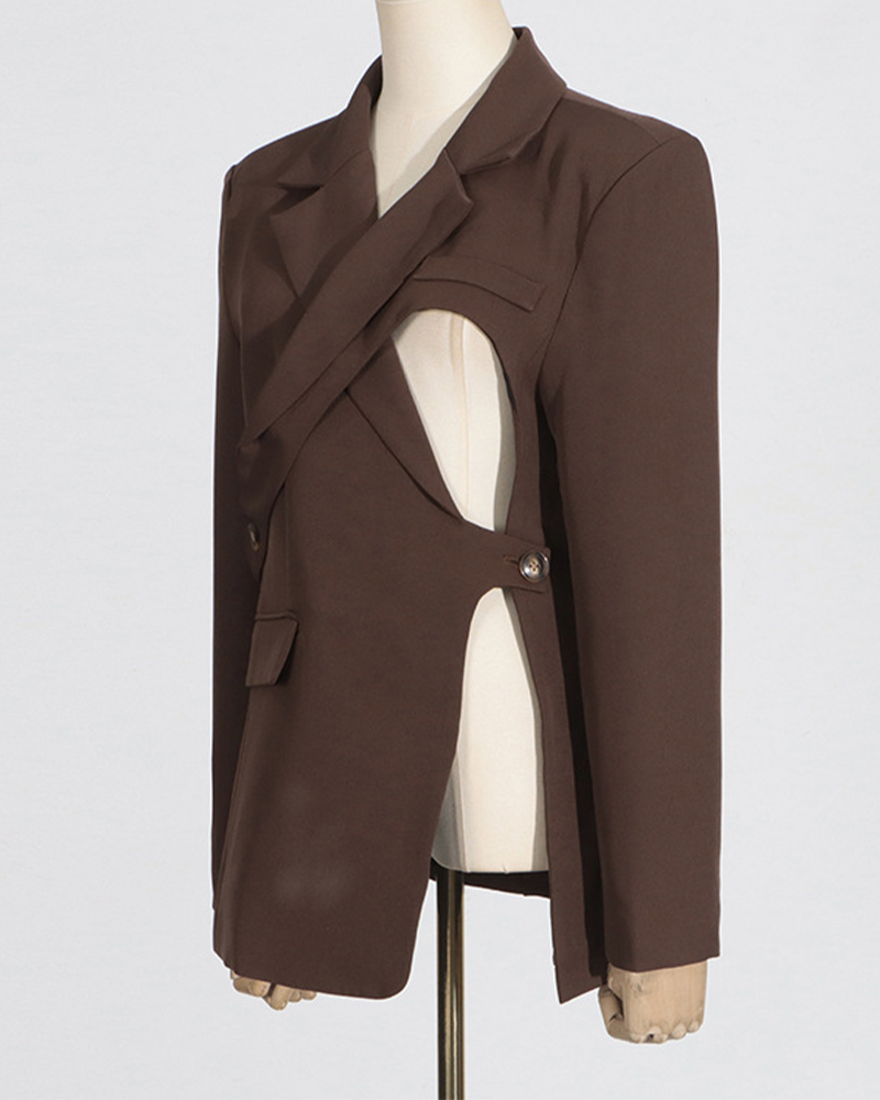 Waist-High Irregularly Hollow Blazer