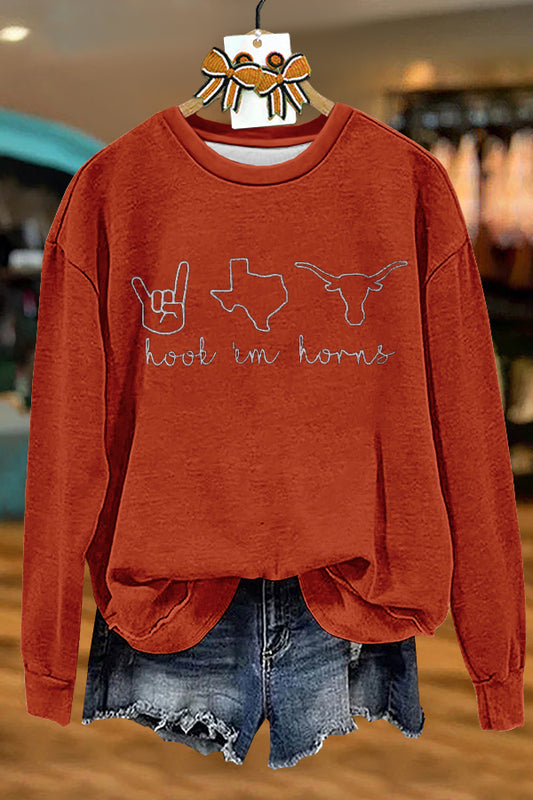 Classic Longhorn Football Gameday Print Sweatshirt