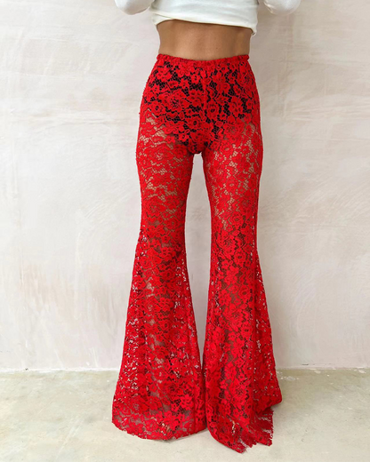 Vintage Lace Embellished Trousers