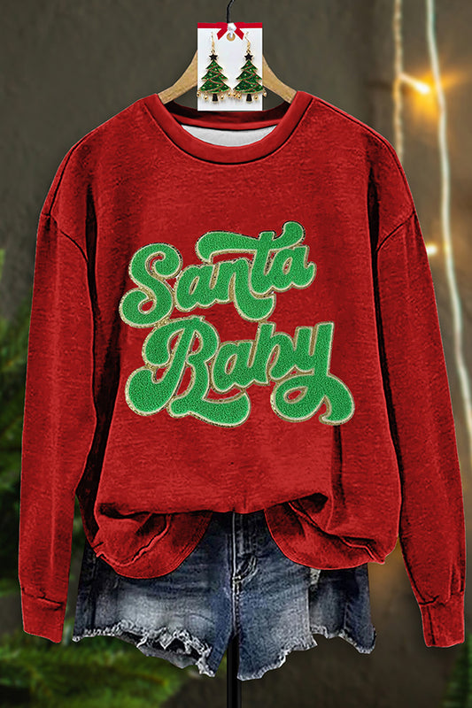 Beautiful Christmas Santa Baby Print Sweatshirt