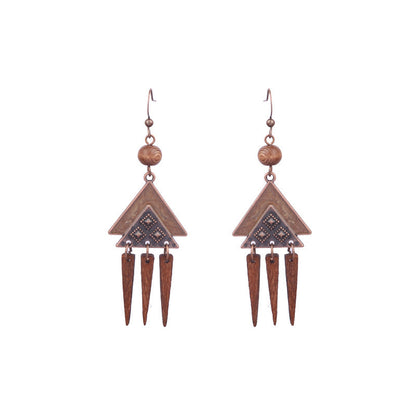 Women's Bohemian Retro Wooden Geometric Tassel Earrings