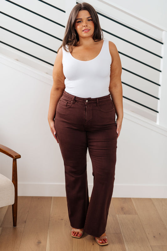 Judy Blue Sienna High Rise Control Top Flare Jeans in Espresso Plus Size