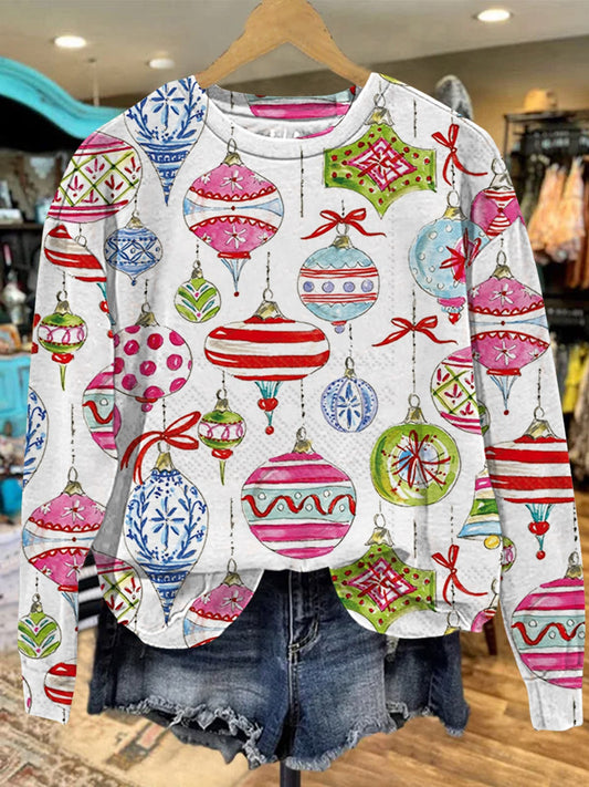 Merry Vintage Ornaments Art Print Casual Sweatshirt