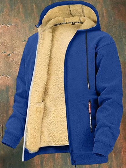 Men's Fashionable Loose-Fitting Velvet Thickened Hooded Zipper Jacket