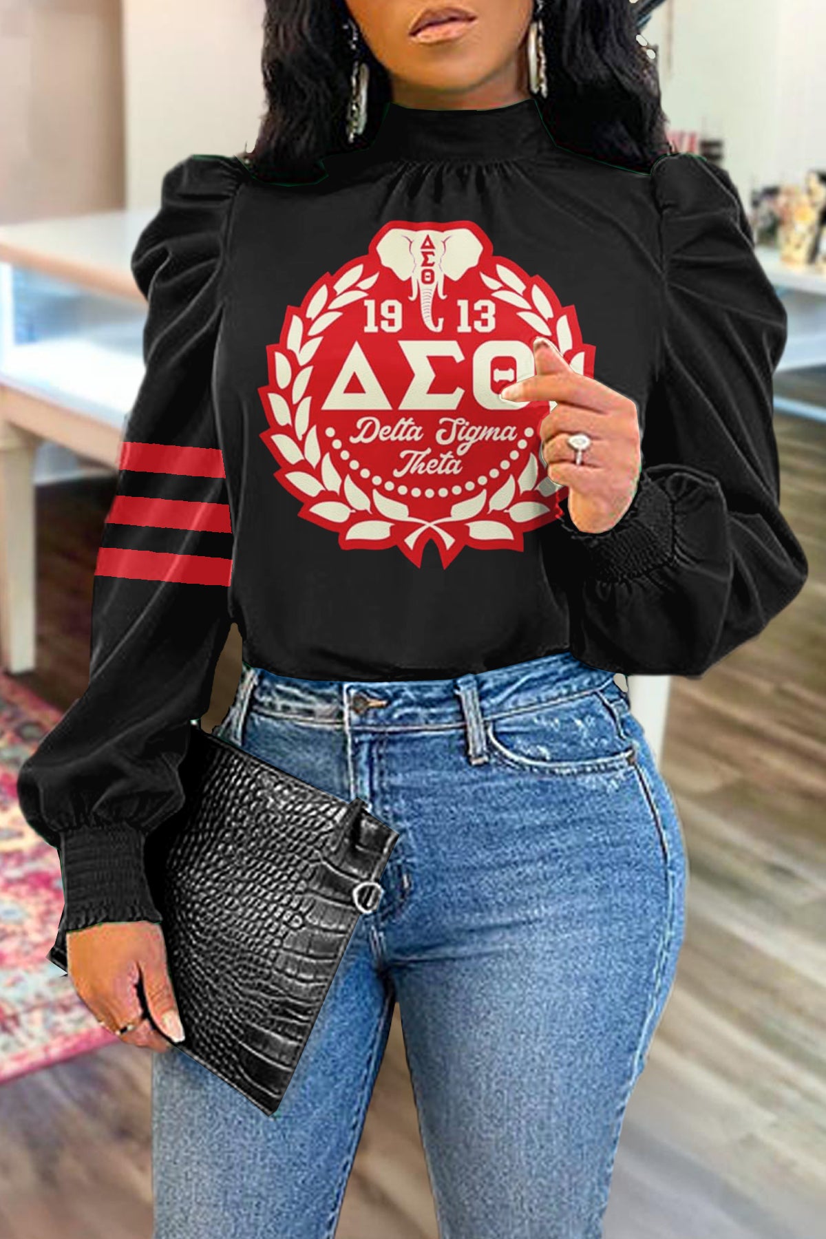 Delta Sigma Theta Sorority Puff Sleeve Blouse