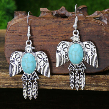 Women's Bohemian Geometric Metal Turquoise Earrings