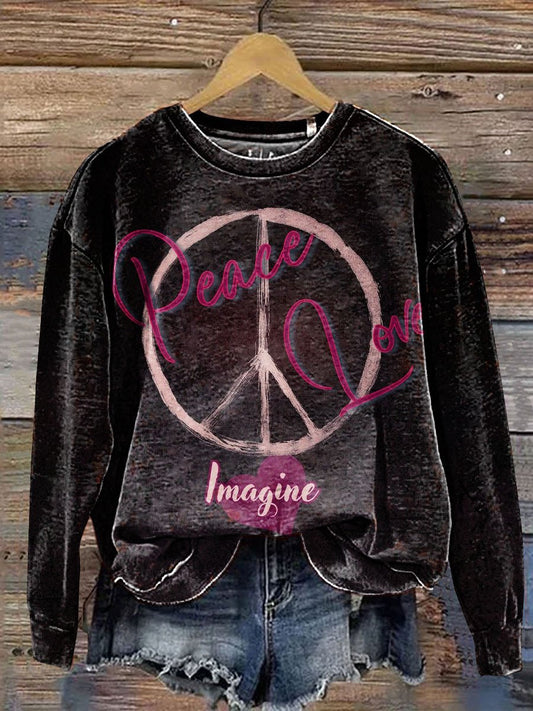 Love And Peace Art Print Casual Sweatshirt