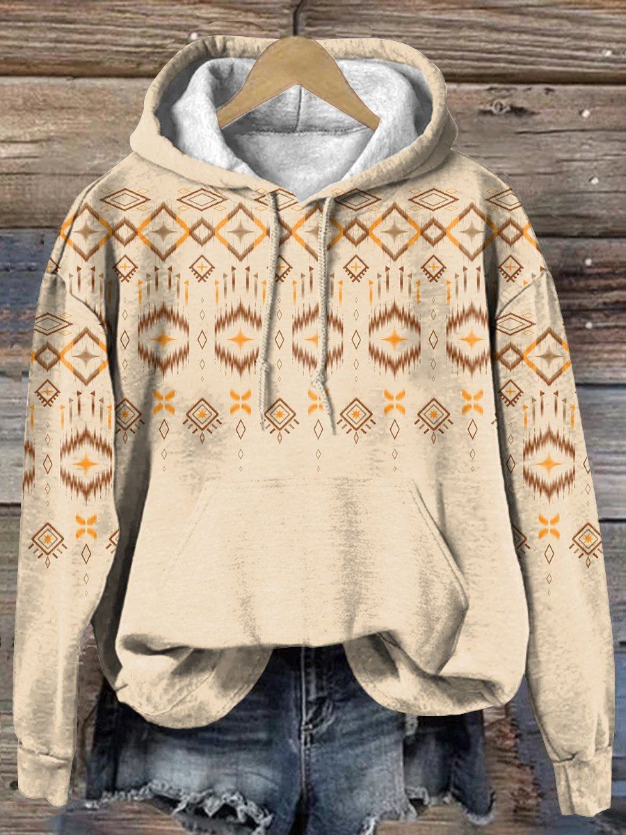 Retro Beige Rhombus Art Print Casual Hoodie Sweatshirt