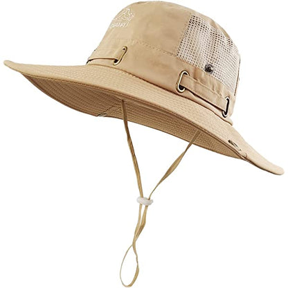 Tiendahat Boonie Hat UPF 50 UV Protection Wide Brim Safari Sun Hat Breathable Fishing Hat for Men & Women Beige