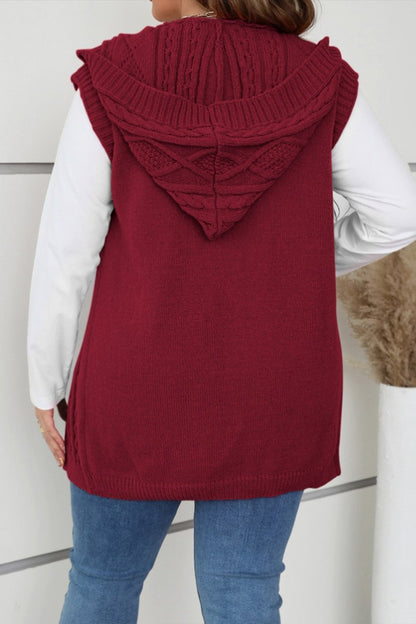 Women's casual sleeveless hooded knitted cardigan