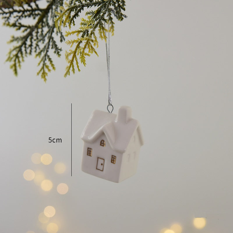 Christmas Ceramic House Mini Pendant