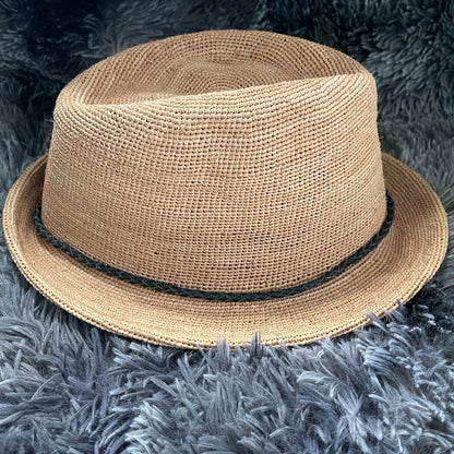 [Brad Pitt same style!]Can be rolls up for packing- Goorin Bros Morning Glory Raffia Straw Trilby Fedora